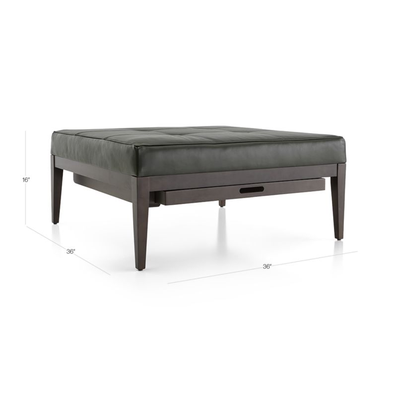 View Nash Leather Tufted Square Ottoman with Tray - image 2 of 3