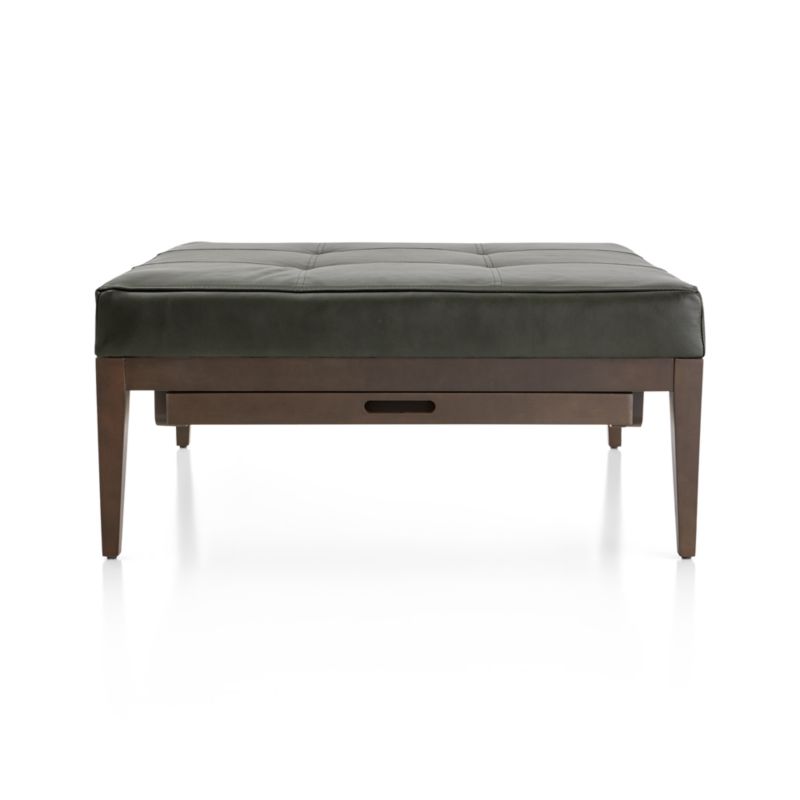 Nash Leather Tufted Square Ottoman with Tray - image 2 of 3