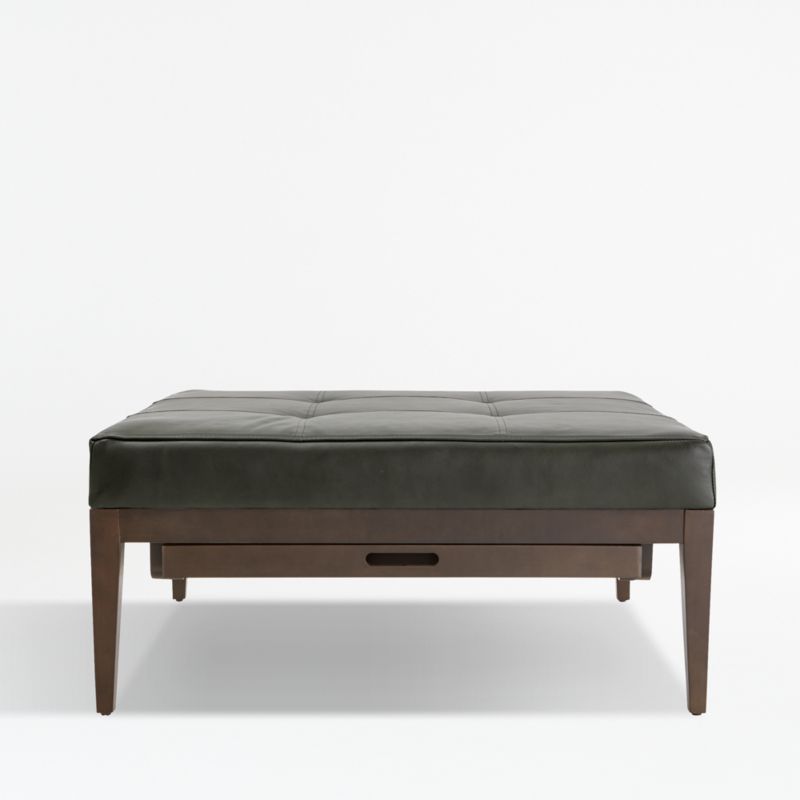 Nash Leather Tufted Square Ottoman with Tray - image 0 of 3