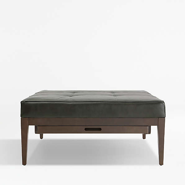 Leather Ottomans Crate And Barrel, Round Storage Ottoman Coffee Table With Tray