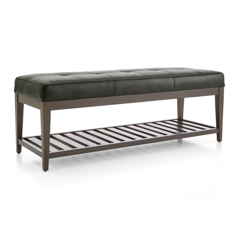 Nash Leather Small Tufted Bench with Slats + Reviews | Crate & Barrel