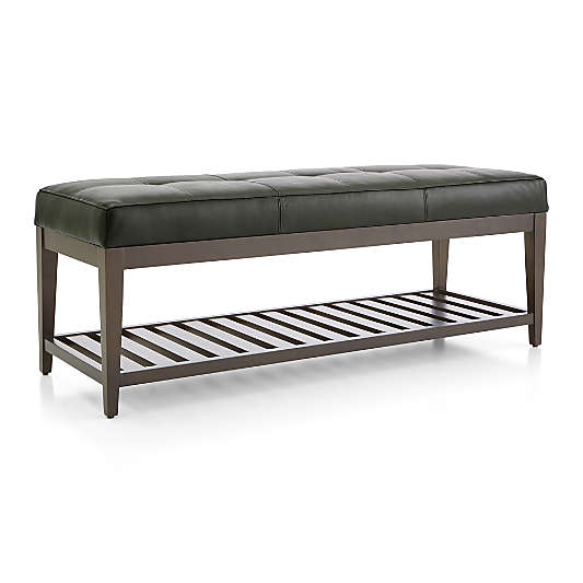 Nash Leather Small Tufted Bench with Slats