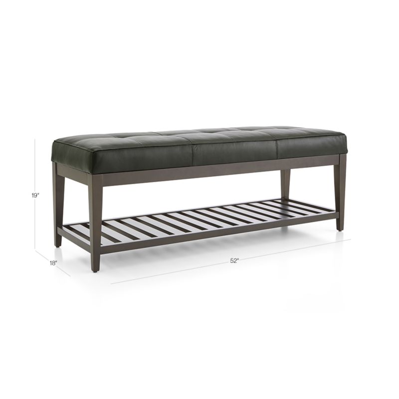 View Nash Leather Small Tufted Bench with Slats - image 3 of 7