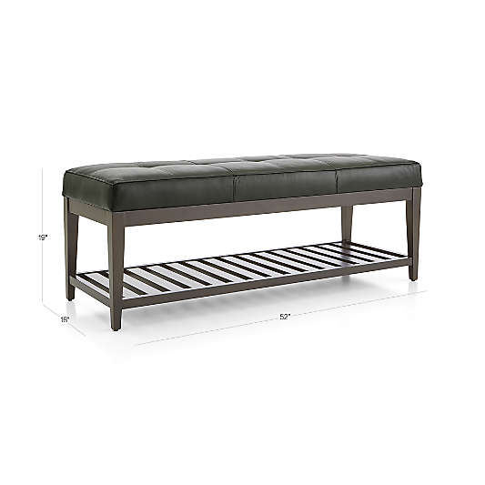 Nash Leather Small Tufted Bench with Slats