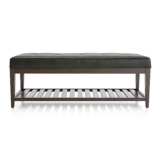 Nash Leather Small Tufted Bench with Slats