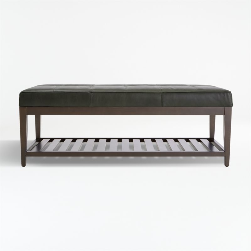 Nash Leather Small Tufted Bench with Slats - image 3 of 7