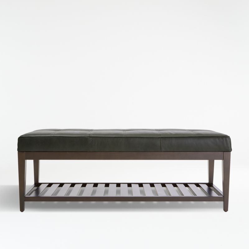 Nash Leather Small Tufted Bench with Slats - image 1 of 7