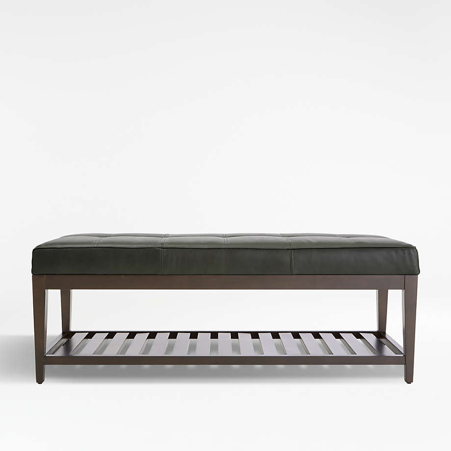 Nash Leather Small Tufted Bench With Slats Reviews Crate And Barrel