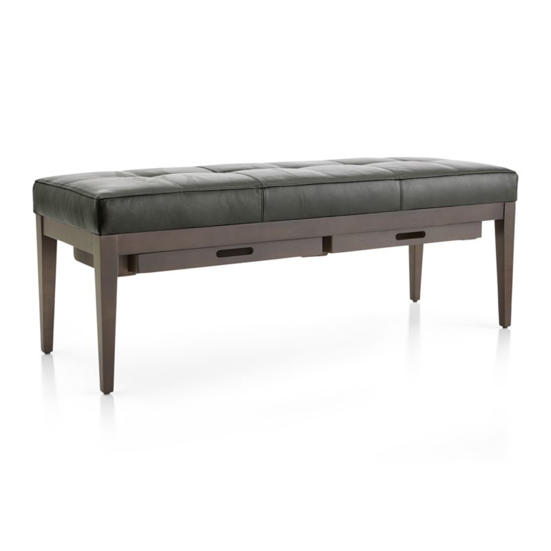 Nash Leather Small Tufted Bench with Tray + Reviews | Crate & Barrel