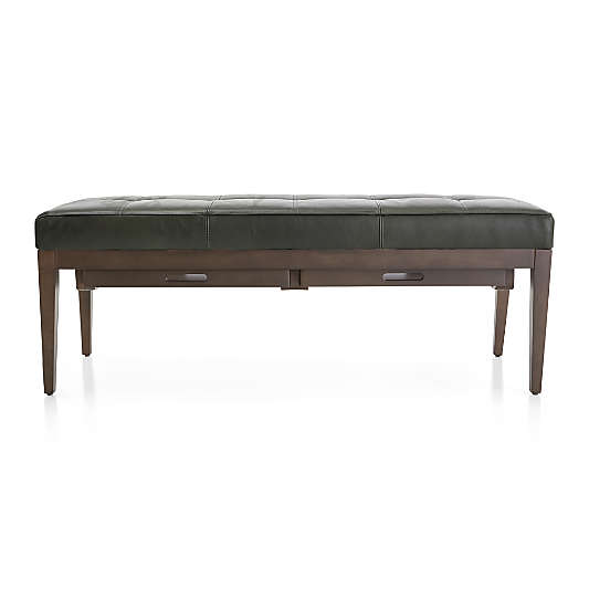 Nash Leather Small Tufted Bench with Tray