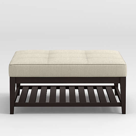 Nash Square Tufted Ottoman with Slats