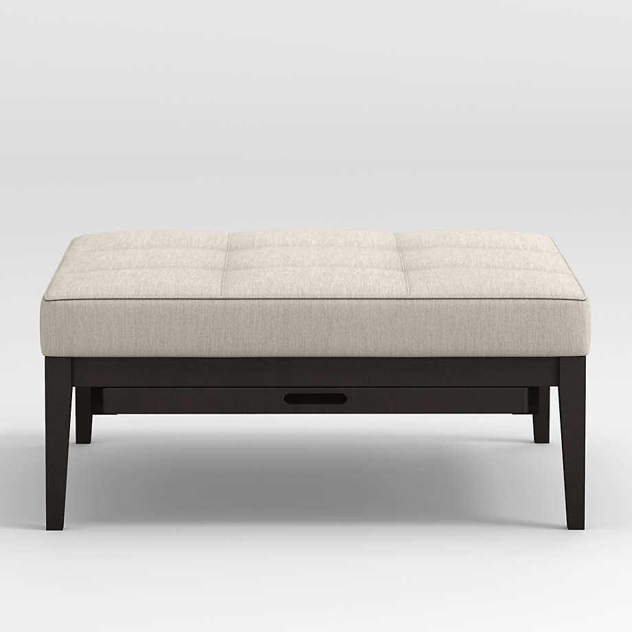 Nash Square Tufted Ottoman with Tray + Reviews Crate & Barrel