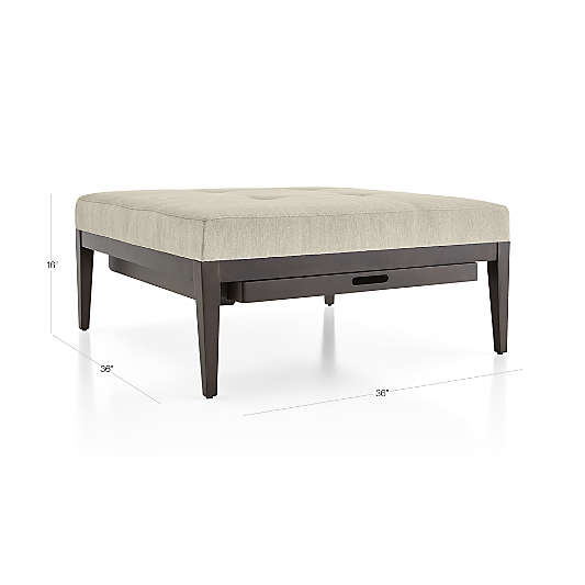 Nash Square Tufted Ottoman with Tray