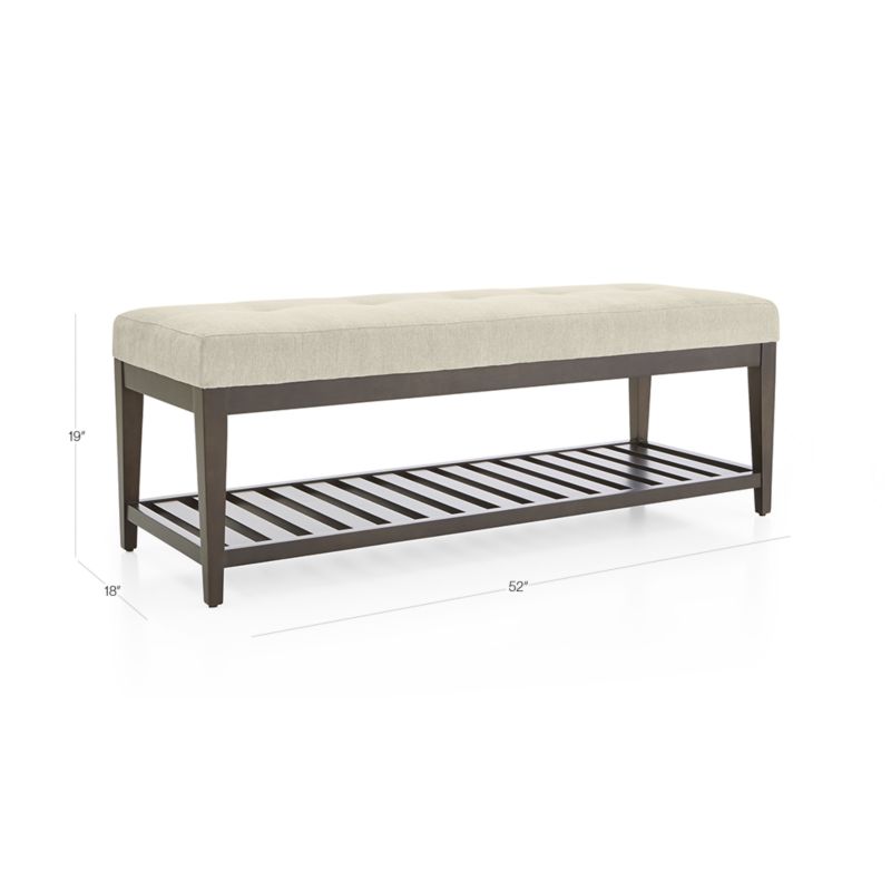 View Nash Small Tufted Bench with Slats - image 3 of 6