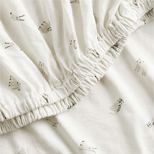 Comfy Tee Critter Cuddle Natural 100% Organic Cotton Jersey Baby Crib Fitted Sheet