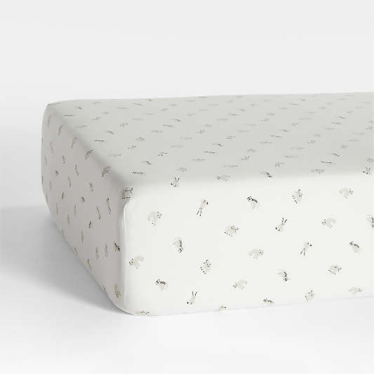 Comfy Tee Critter Cuddle Natural 100% Organic Cotton Jersey Baby Crib Fitted Sheet