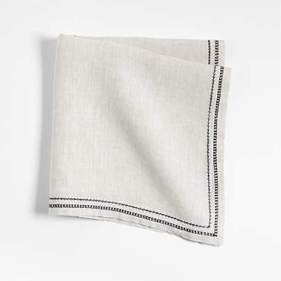 Natural Embroidered Hem EUROPEAN FLAX ™-Certified Napkin