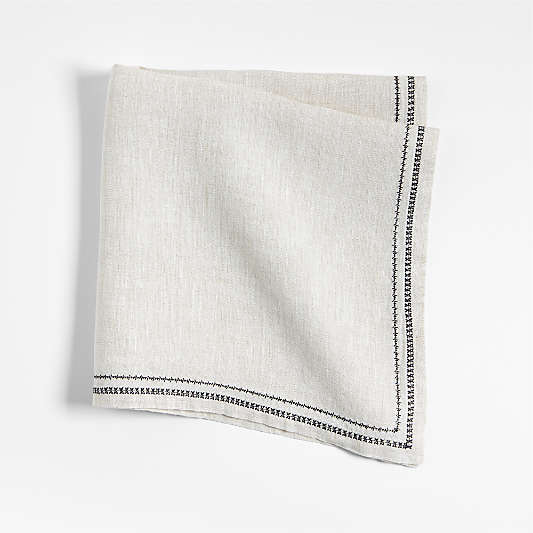 Natural Embroidered Hem EUROPEAN FLAX ™-Certified Napkin