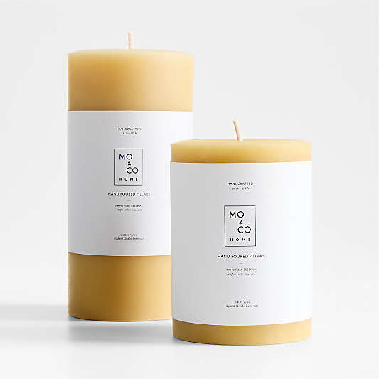 Natural Gold Beeswax Pillar Candles