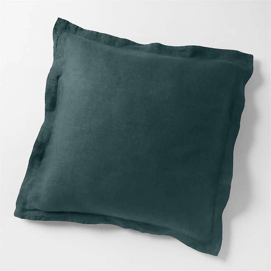 New Natural Hemp Sea Green Euro Bed Pillow Sham + Reviews Crate & Barrel