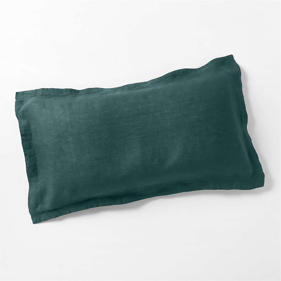 New Natural Hemp Sea Green King Bed Pillow Sham + Reviews Crate & Barrel