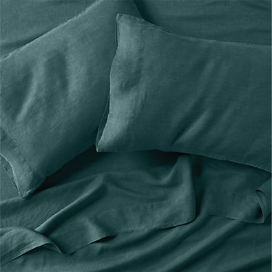 View Aire Natural Hemp Sea Green Queen Bed Sheet Set details