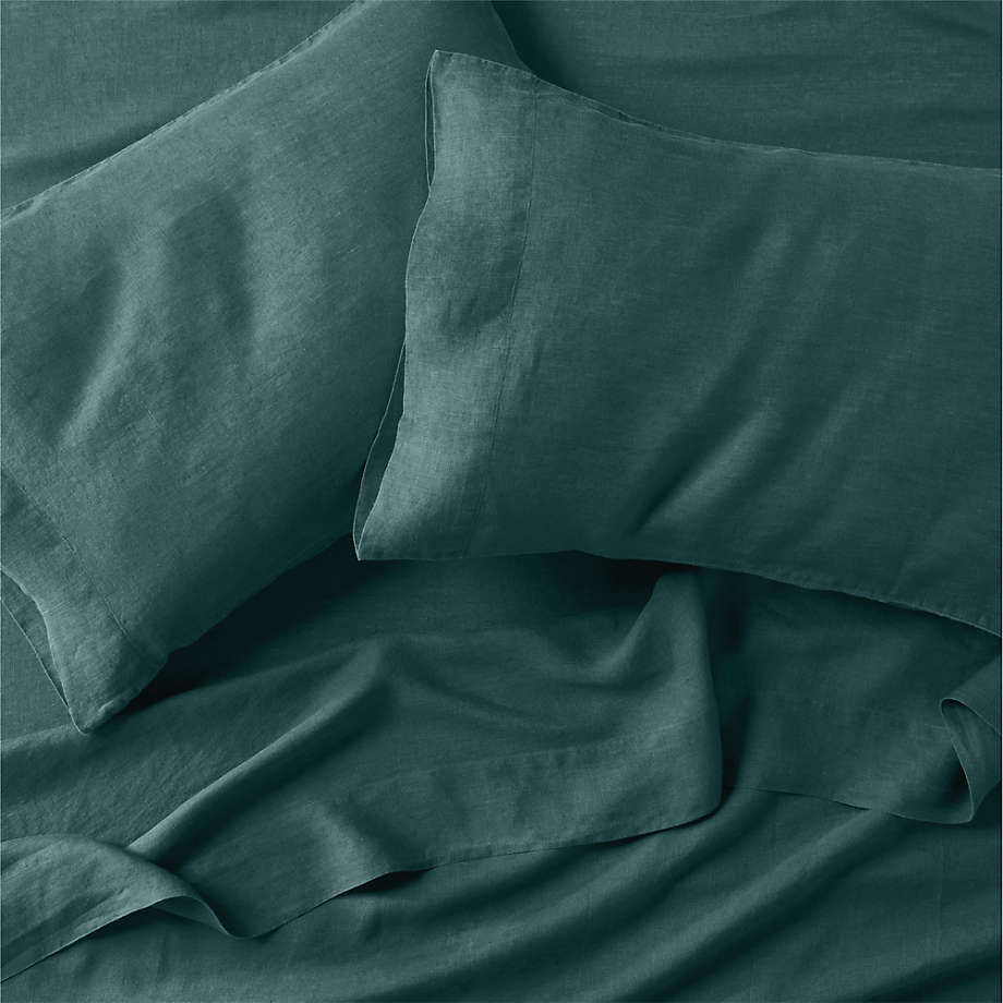 New Natural Hemp Sea Green King Duvet Cover + Reviews Crate & Barrel