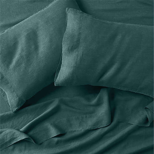 New Natural Hemp Sea Green Queen Bed Sheet Set