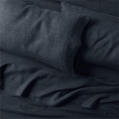 New Natural Hemp Midnight Navy Queen Bed Sheet Set