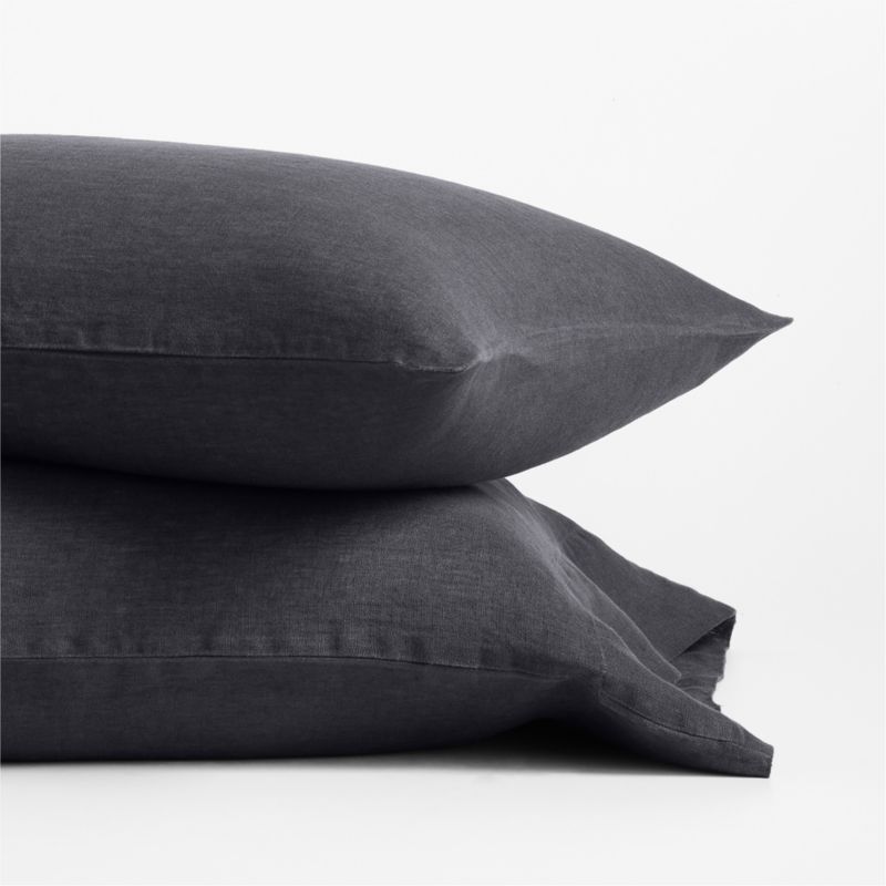 New Natural Hemp Midnight Navy Standard Pillowcases, Set of 2