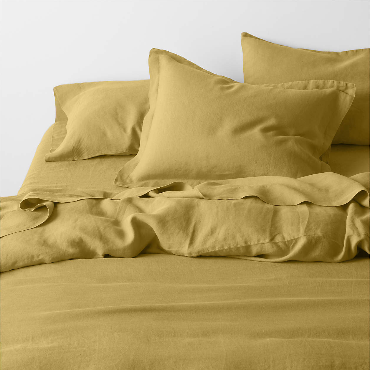 Natural Hemp Fiber Savannah Yellow Duvet Covers Crate & Barrel