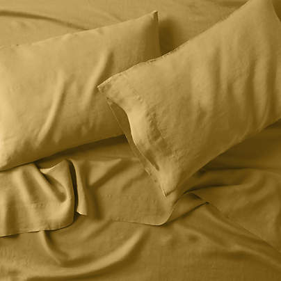 New Natural Hemp Savannah Yellow Queen Bed Sheet Set