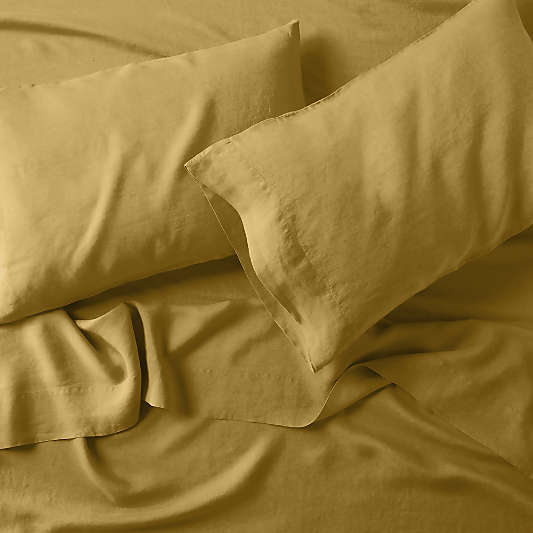 New Natural Hemp Savannah Yellow King Bed Sheet Set