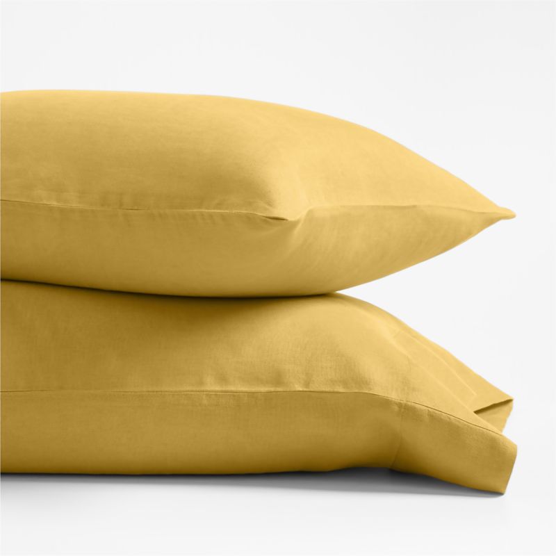 New Natural Hemp Savannah Yellow Standard Pillowcases, Set of 2