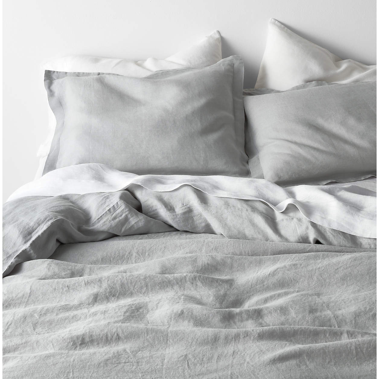 Pewter Grey Natural Hemp King Duvet Cover Crate & Barrel