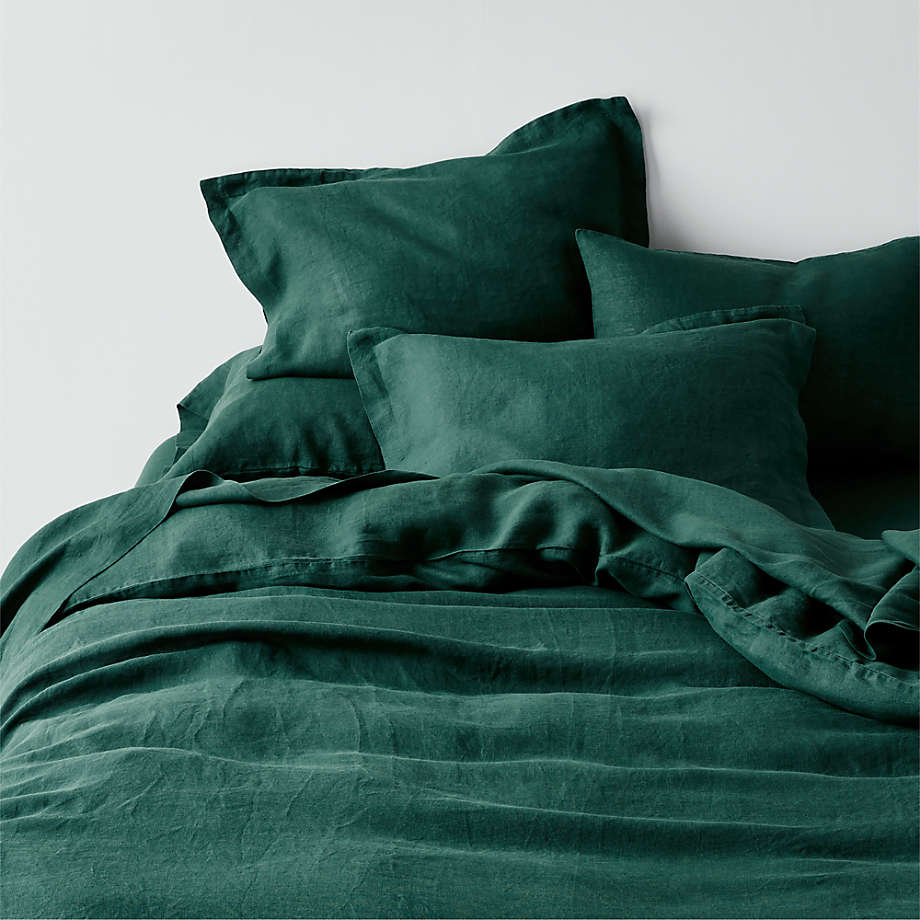 Spruce Green Natural Hemp Fiber Duvet Covers and Pillow Shams
