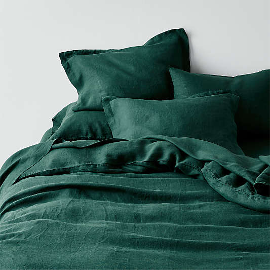 Spruce Green Natural Hemp Fiber King Duvet Cover