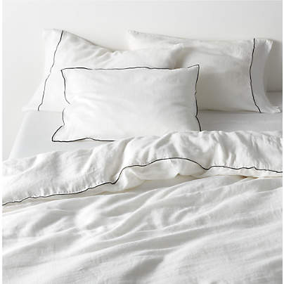 New Natural Hemp Merrow Stitch Crisp White Twin/Twin XL Duvet Cover