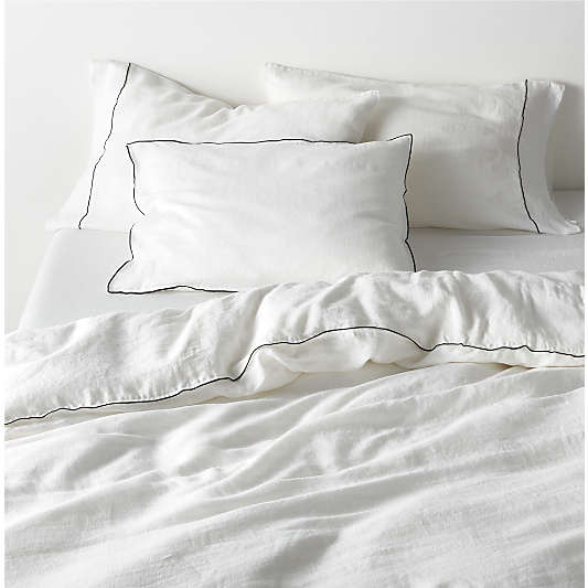 New Natural Hemp Merrow Stitch Crisp White Duvet Cover