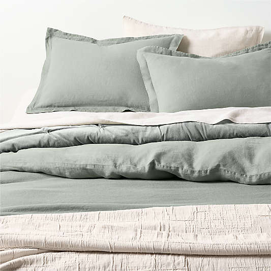 New Natural Hemp Sage Shadow Green Bed Pillow Sham
