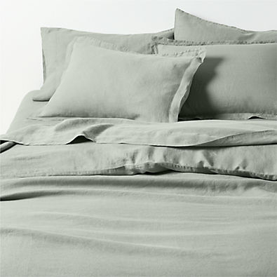 View New Natural Hemp Sage Shadow Green Full/Queen Duvet Cover details