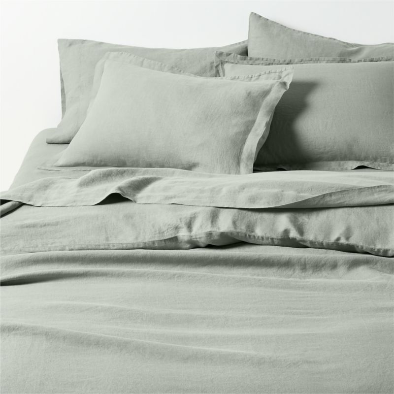 New Natural Hemp Sage Shadow Green King Bed Pillow Sham