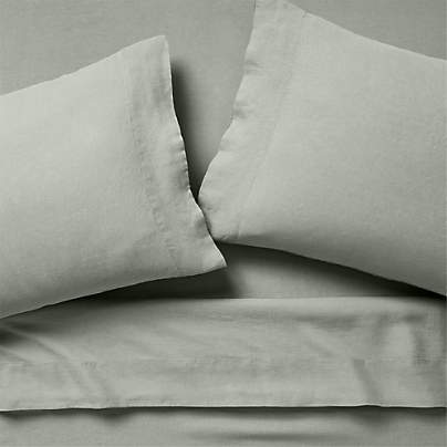 Aire Natural Hemp Shadow Sage Green Queen Bed Sheet Set