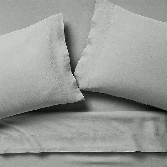 Aire Natural Hemp Shadow Sage Green Full Bed Sheet Set