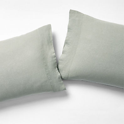 View New Natural Hemp Sage Shadow Green Standard Pillowcases, Set of 2 details