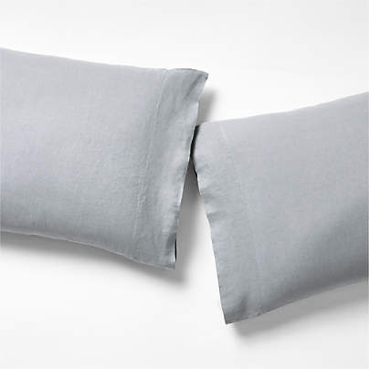 Aire Natural Hemp Smoke Blue Standard Pillowcases, Set of 2