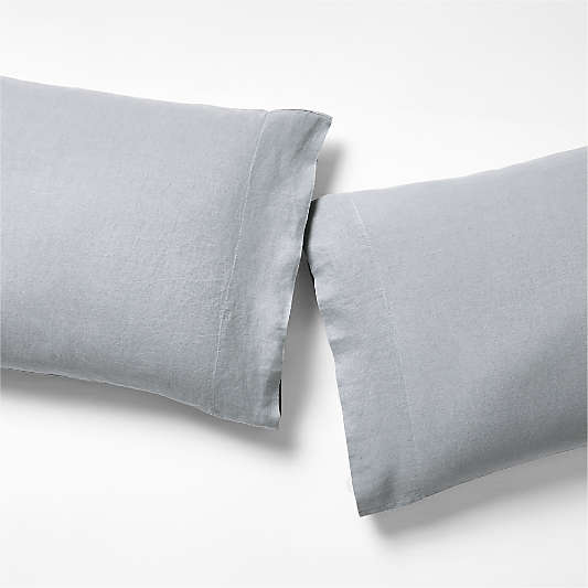 New Natural Hemp Smoke Blue Standard Pillowcases, Set of 2