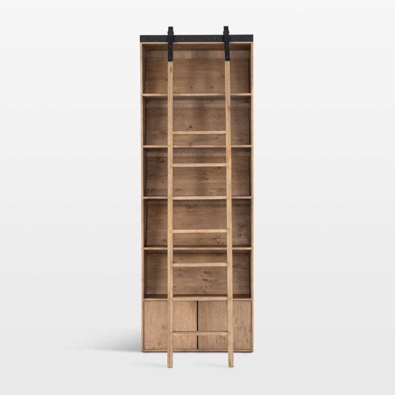 Haiden Contemporary Smoked Pine and Iron Ladder Bookshelf