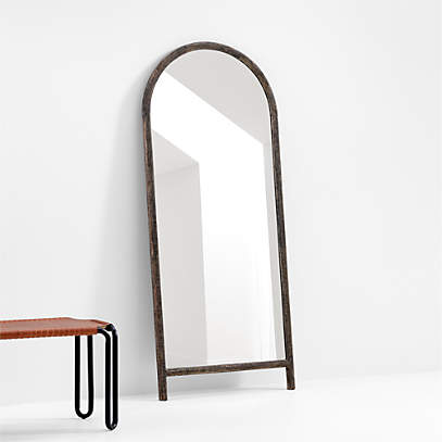 Natia Ebonized Oak Arch Floor Mirror, Standing Mirror Crate And Barrel