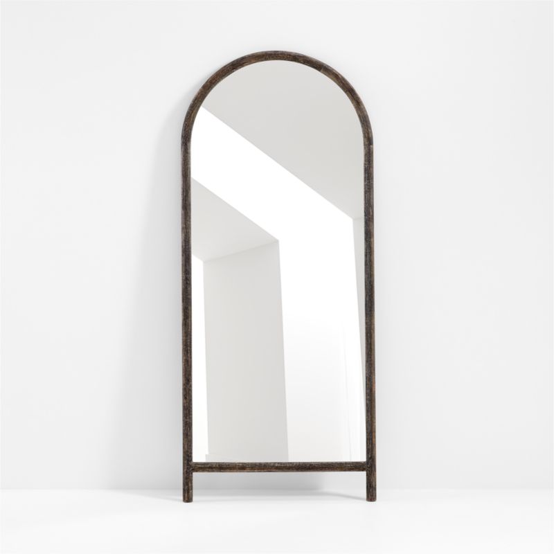 Natia Ebonized Oak Arch Floor Mirror 30"x70" - image 5 of 6